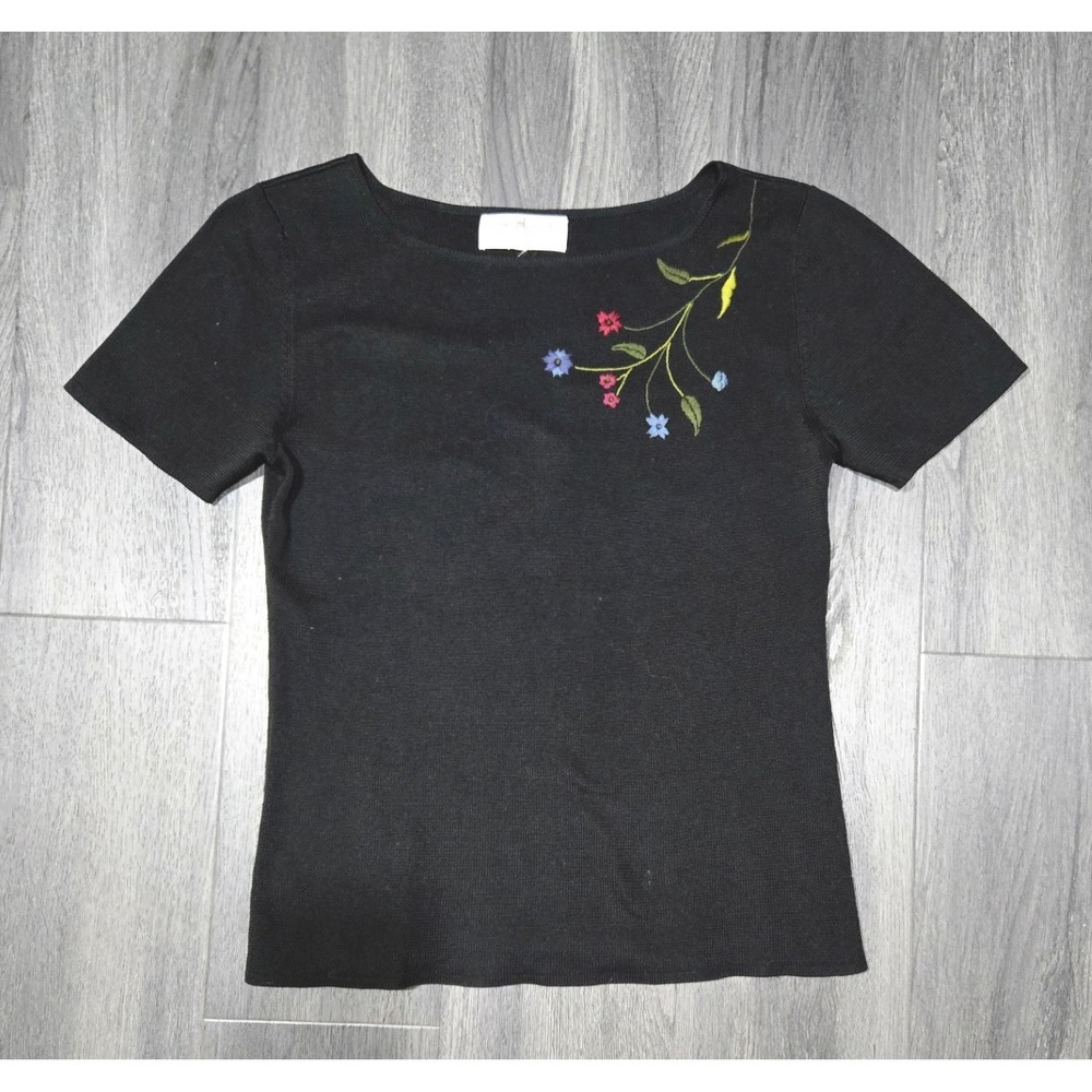 Vintage 80s Peruvian Connection 100% Pima Cotton Short Sleeve Shirt - Black - L